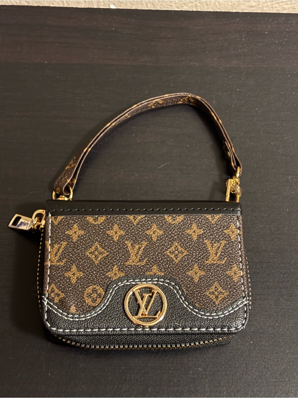 Brown and Black Monogram Clutch Credit Card Holder